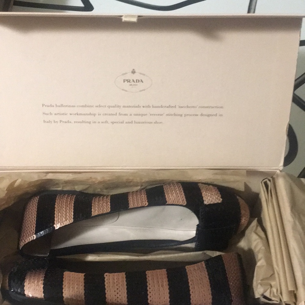 Prada Sequin Stripe Ballet Flats